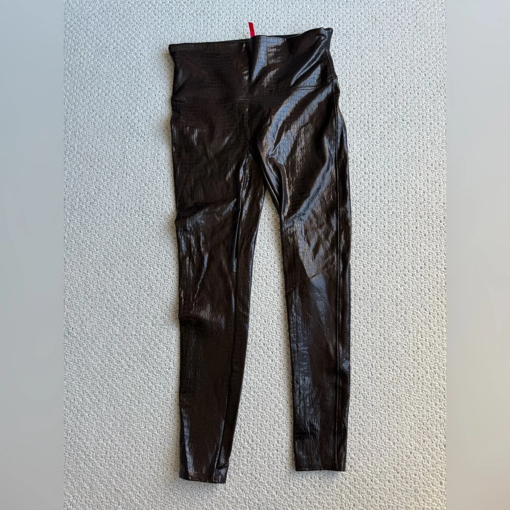 SPANX Black High-Waist Faux-Leather Leggings